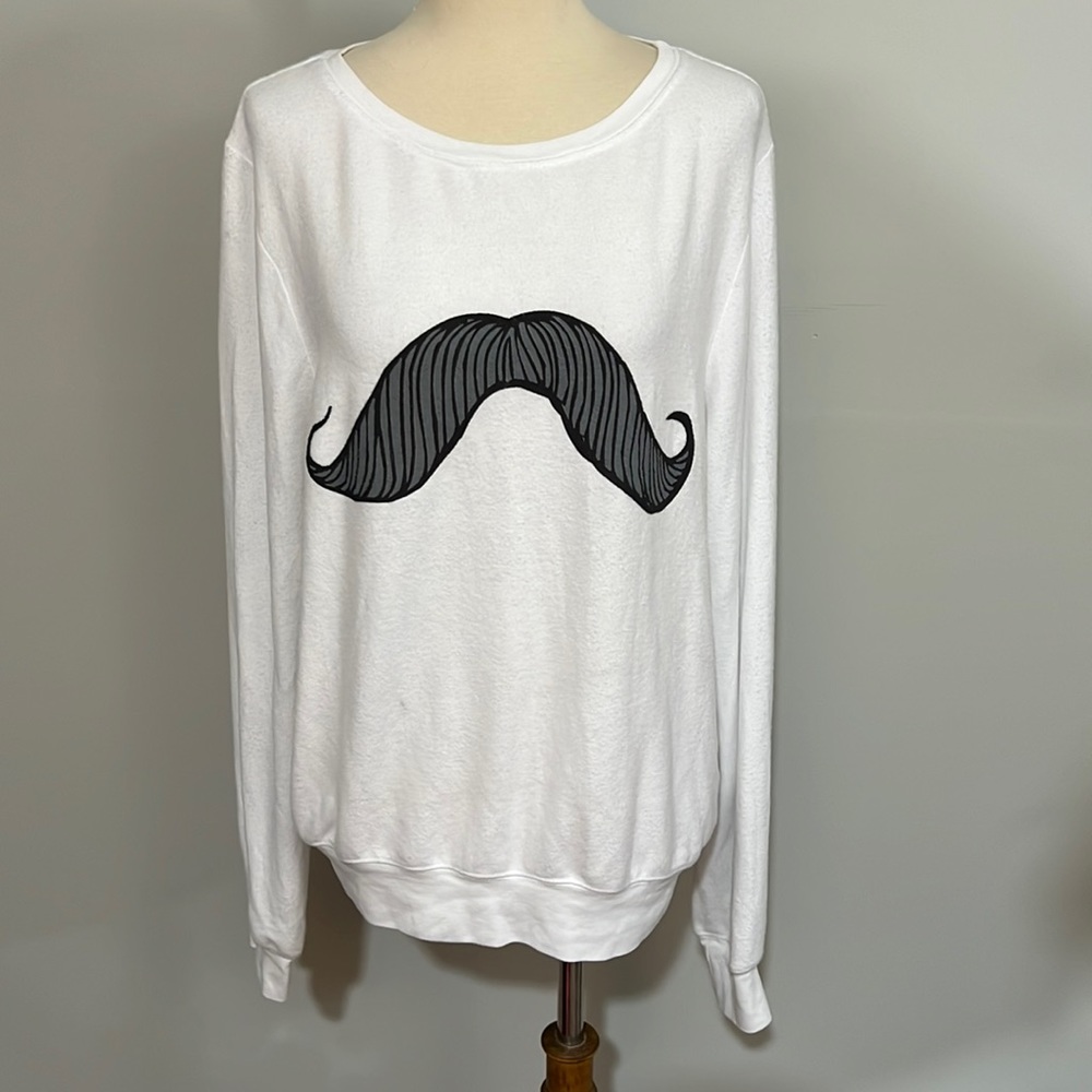 NWOT Wildfox mustache baggy beach jumper sweater top size S, as is
